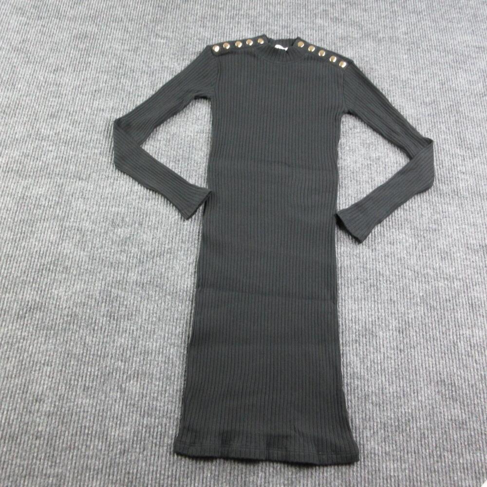 Nation Los Angeles Dress Womens XS Black Bodycon Sweater Dress Midi Shoulder
